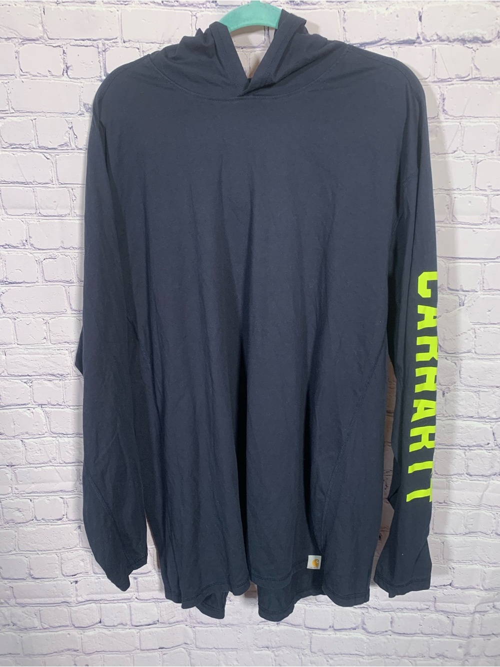 Carhartt Force Mens Relaxed Fit Hooded long Sleeve Top Navy Size 2XL Casual